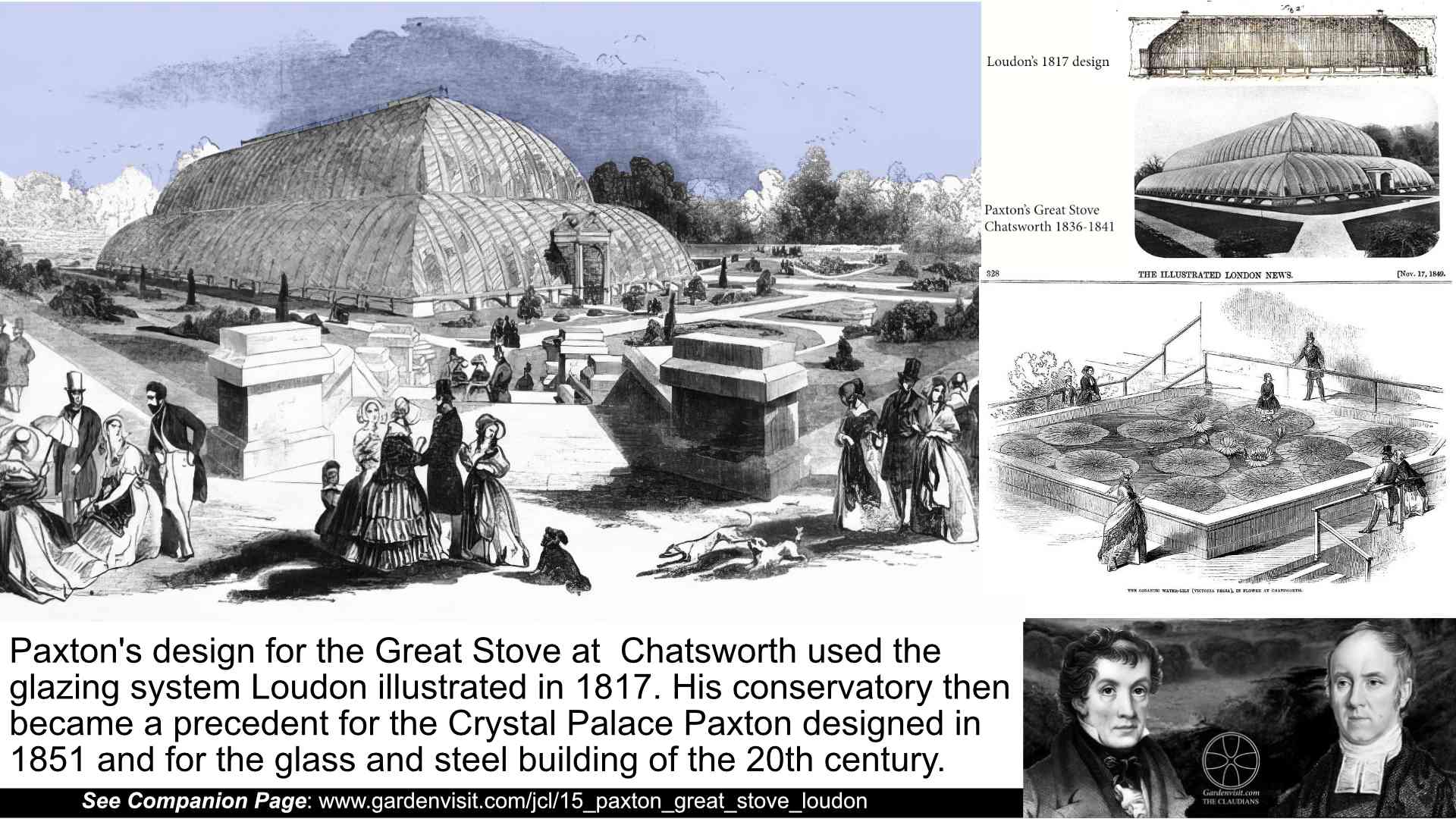 The Great Stove at Chatsworth was designed by Paxton and inspired by Loudon